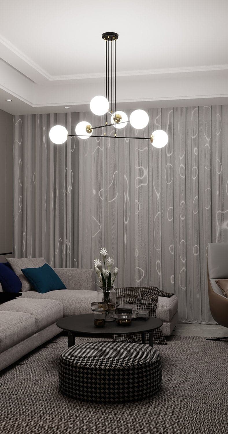 Lampadario Moderno 6 Luci Ognis In Acciaio Nero E Oro E Vetro A Sfera Opale in Lampade a sospensione LuceArt - Montecorvino Pugliano, commercioVirtuoso.it