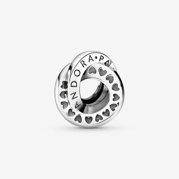 Pandora Charm distanziatore con logo e fasce con cuori in Bead Charm Alba Gioielli - Casoria, commercioVirtuoso.it