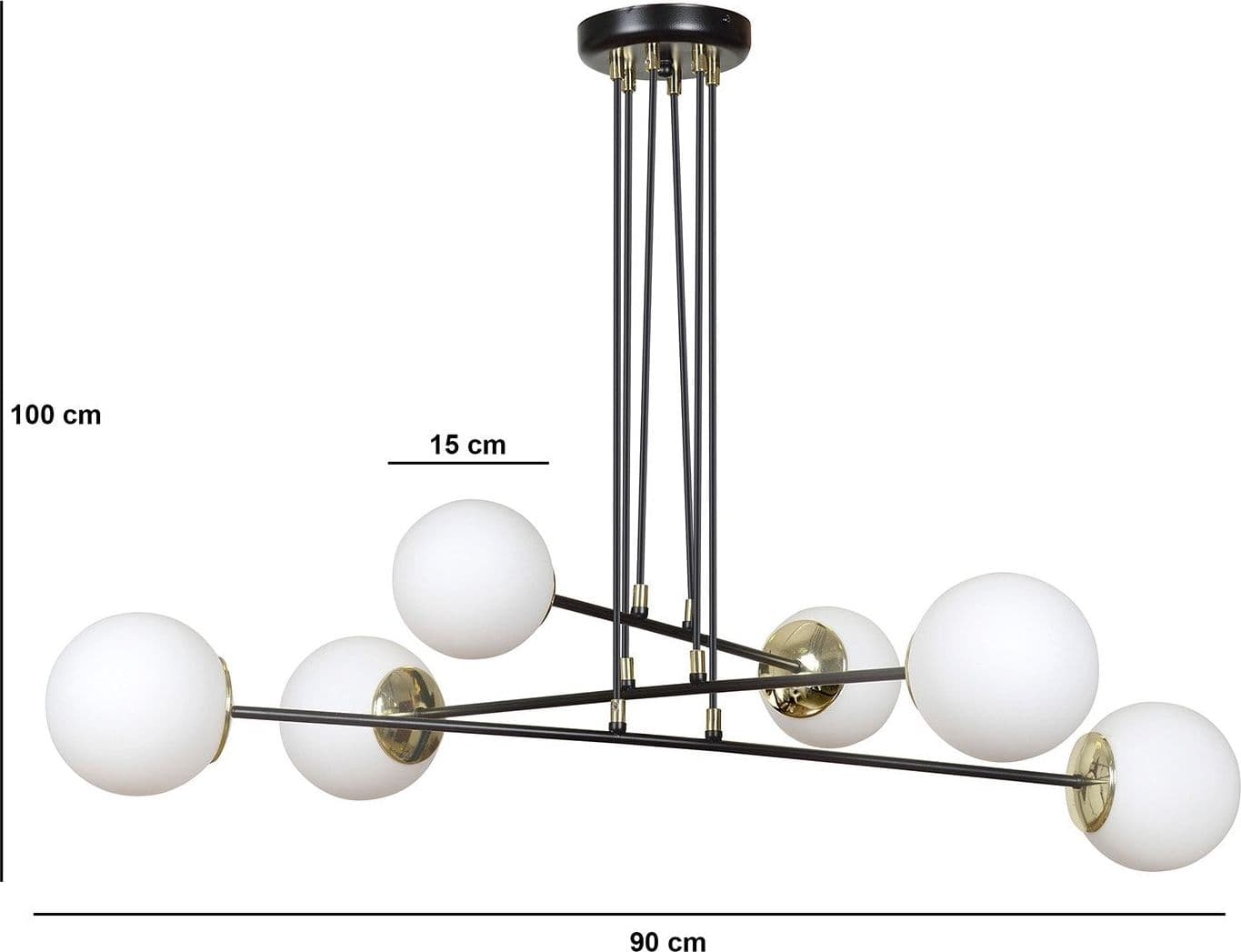 Lampadario Moderno 6 Luci Ognis In Acciaio Bianco E Oro E Vetro A Sfera Opale in Lampadari LuceArt - Montecorvino Pugliano, commercioVirtuoso.it