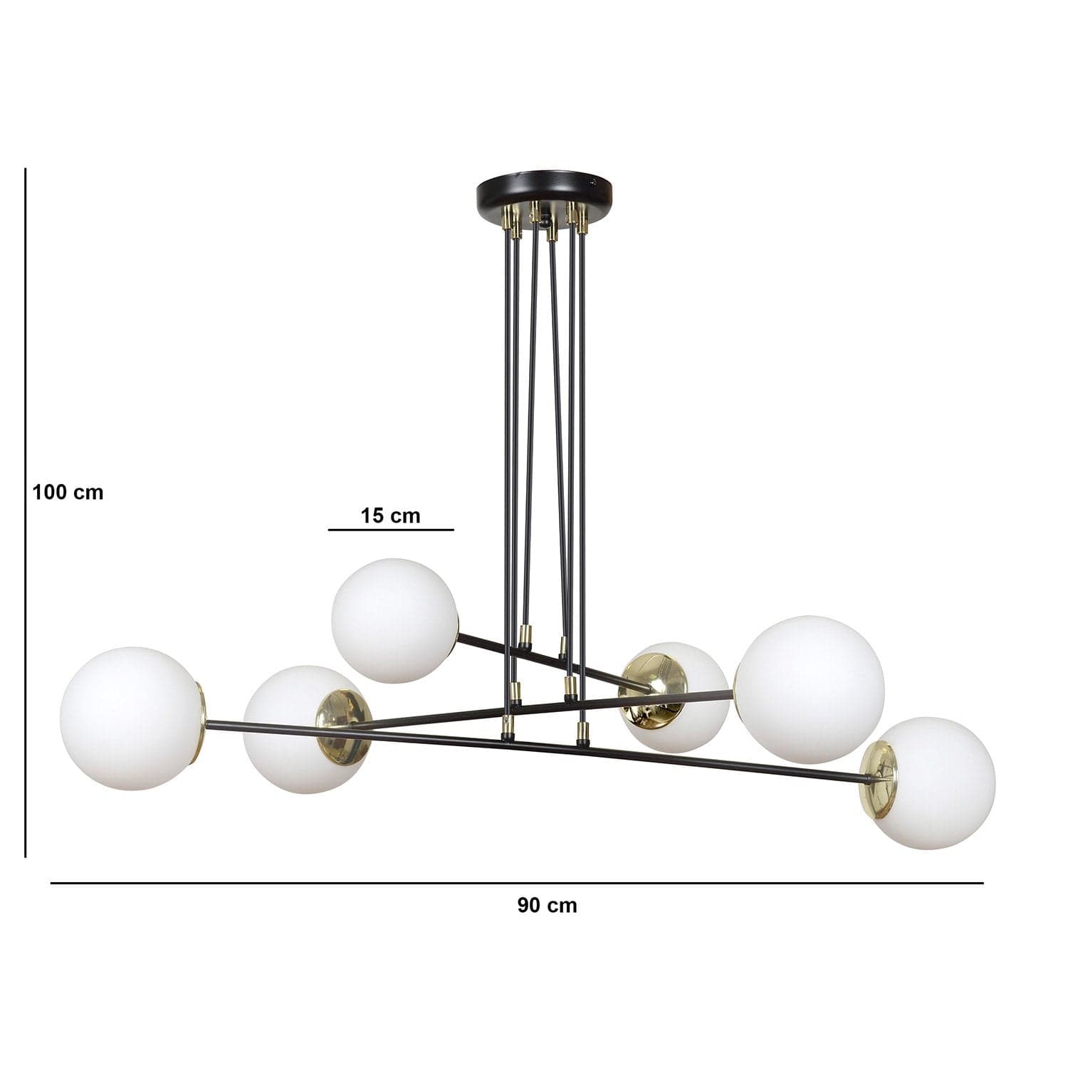 Lampadario Moderno 6 Luci Ognis In Acciaio Bianco E Oro E Vetro A Sfera Opale in Lampadari LuceArt - Montecorvino Pugliano, commercioVirtuoso.it