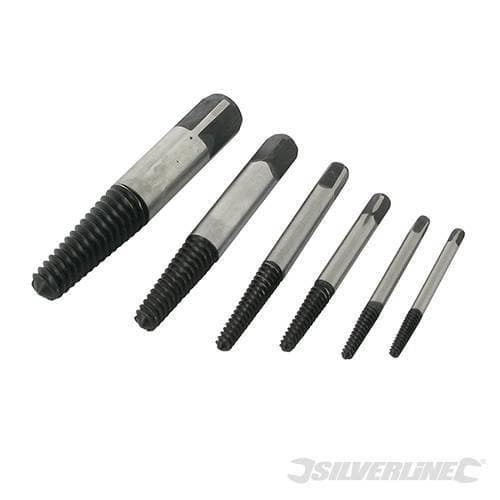 Kit estrattore viti e bulloni in acciaio 3 - 25 mm Silverline 6 pezzi