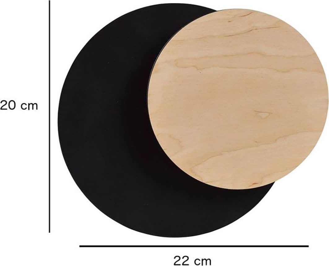 Applique 1 Luce A Disco Con Base In Acciaio Nero E Legno Naturale in Faretti da soffitto LuceArt - Montecorvino Pugliano, commercioVirtuoso.it