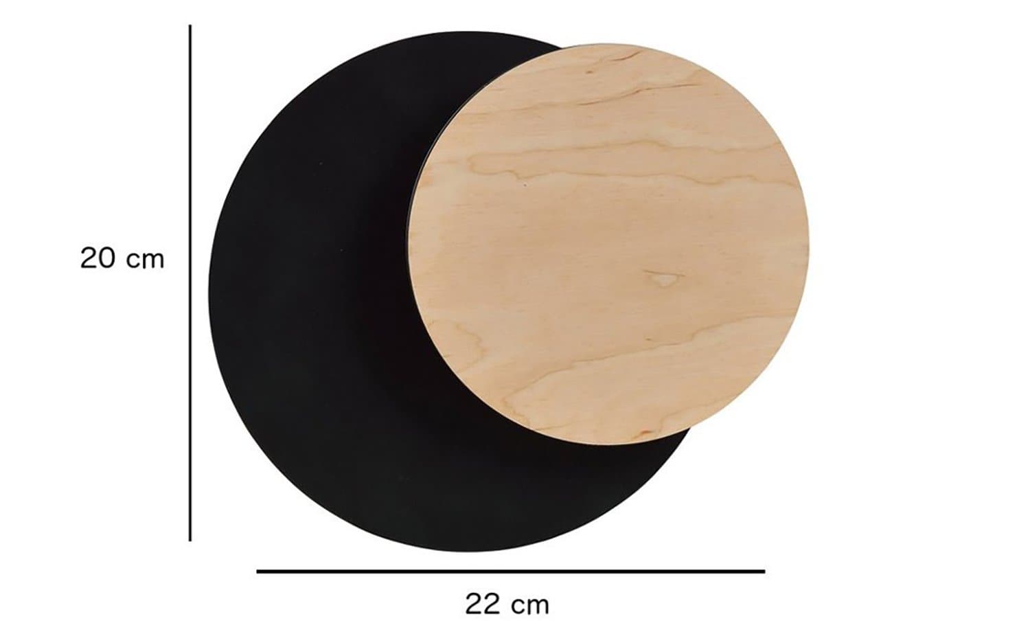 Applique 1 Luce A Disco Con Base In Acciaio Nero E Legno Naturale in Faretti da soffitto LuceArt - Montecorvino Pugliano, commercioVirtuoso.it