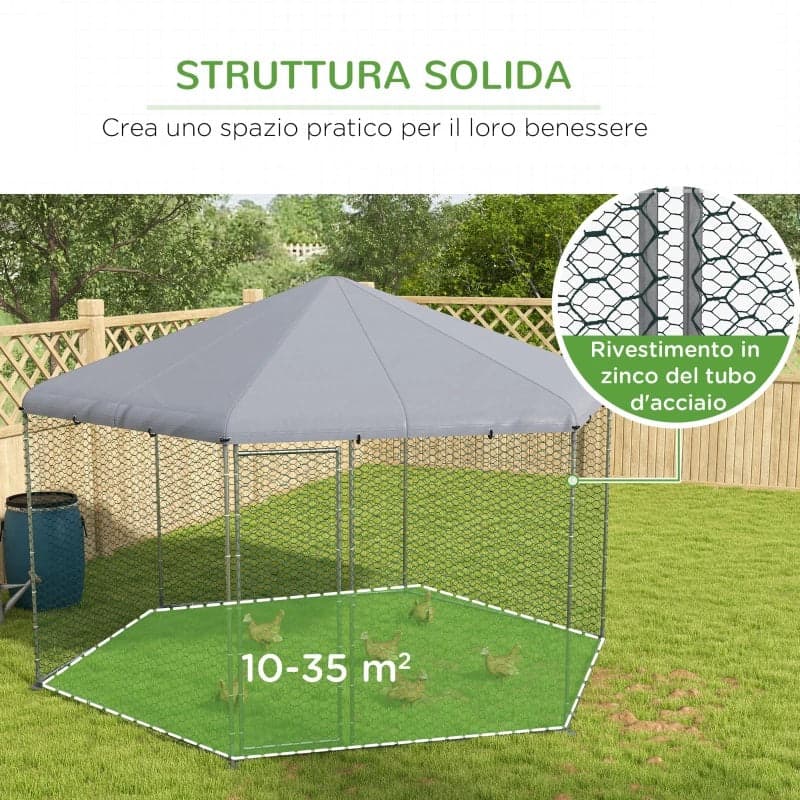 Recinto in Acciaio per Galline Tetto e Porta Gabbia Pollaio 400x346 H263 cm in Pollai e gabbie Danyx - Casoria, commercioVirtuoso.it