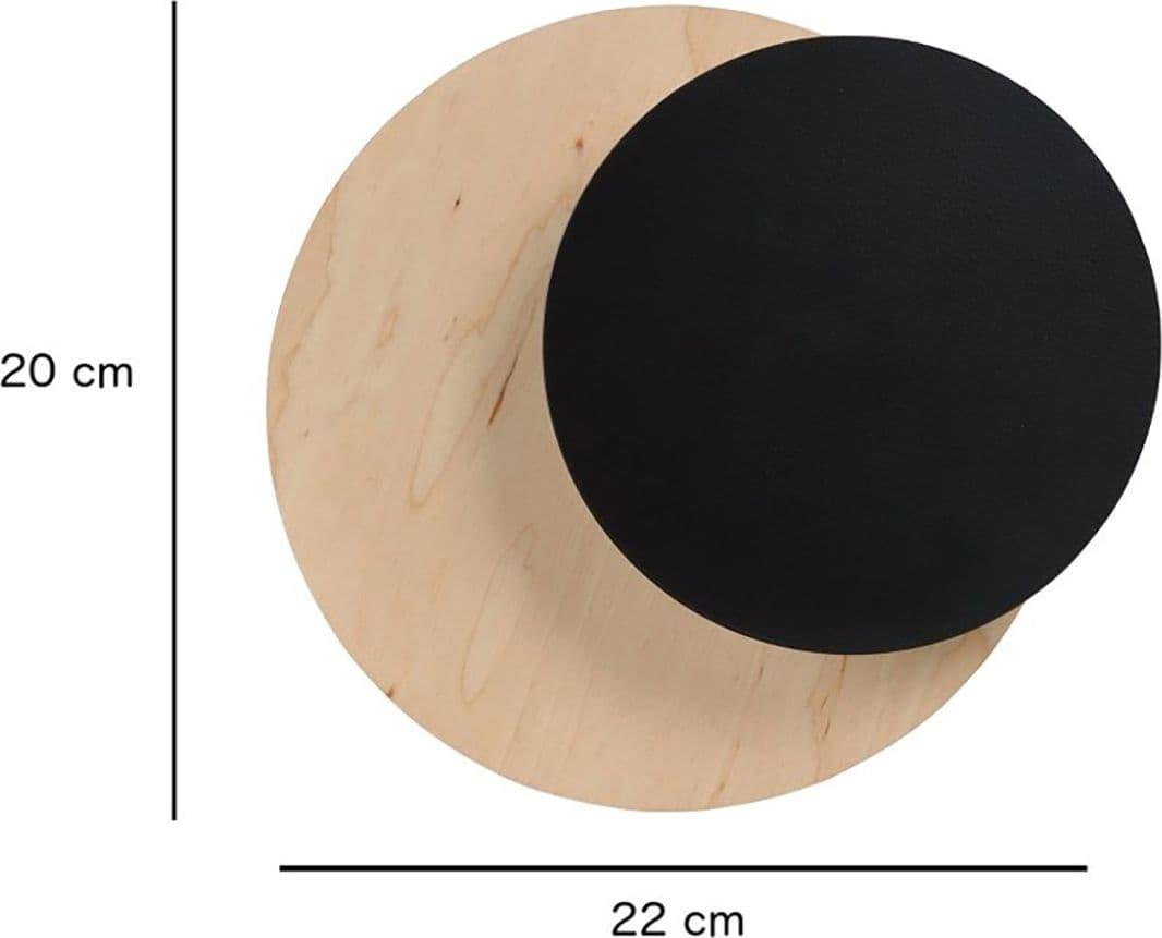 Applique 1 Luce A Disco Con Base In Legno Naturale E Acciaio Nero in Applique LuceArt - Montecorvino Pugliano, commercioVirtuoso.it