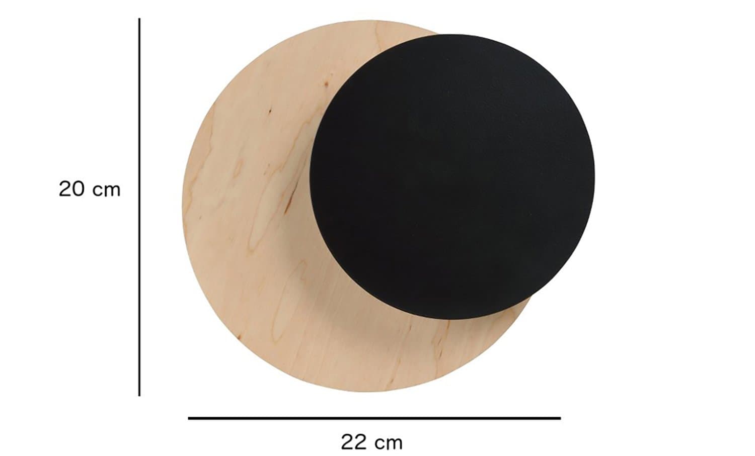 Applique 1 Luce A Disco Con Base In Legno Naturale E Acciaio Nero in Applique LuceArt - Montecorvino Pugliano, commercioVirtuoso.it
