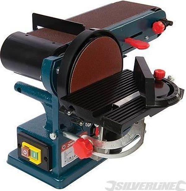 Levigatrice smerigliatrice a nastro disco  390 mm - 350W falegnameria Silverline