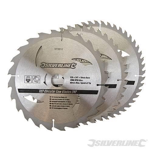 Lame per seghe circolari in TCT da 24, 40, 48 denti 3 pezzi Silverline in Lame per seghe da tavolo Eternal Brico - Ariano Irpino, commercioVirtuoso.it