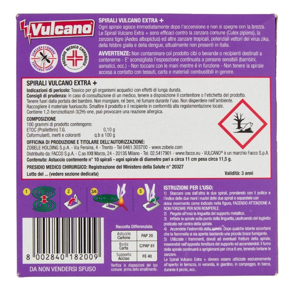 Spirali Vulcano Extra + Zampironi Contro Zanzare cf 10 Spirali Vulcano in Autocategorizzazione Taliachicce.it - Milazzo, commercioVirtuoso.it