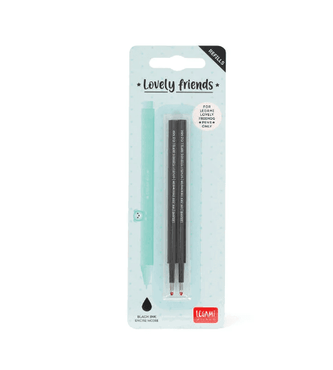 Legami, Set di 2 Refill per Penna Gel Lovely Friends - Inchiostro Nero - 2
