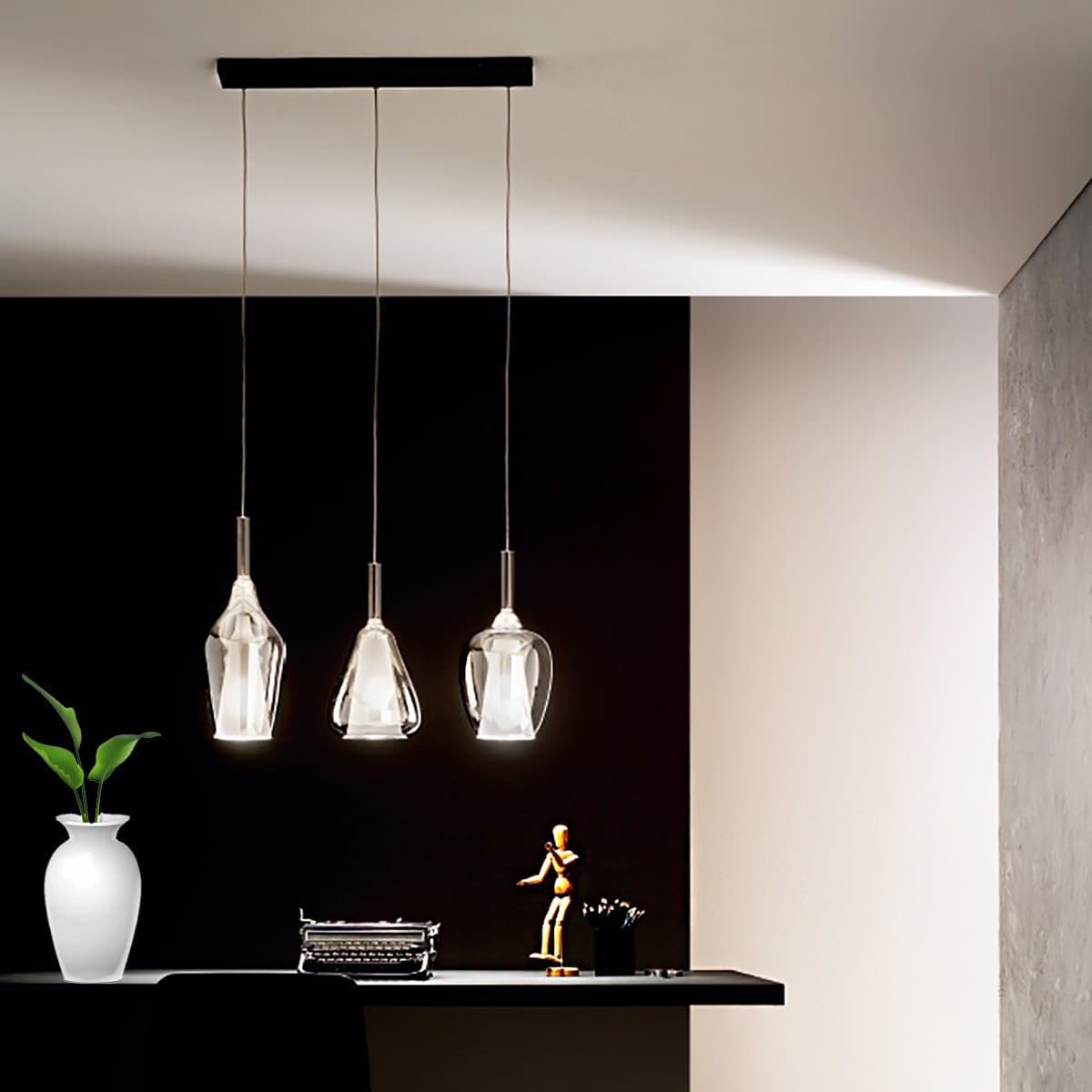 Lampadario vetro bianco trasparente Gea Luce OFELIA S E27 LED lampada soffitto in Lampade a sospensione Lampadari Bartalini - Colle di Val d’Elsa, commercioVirtuoso.it