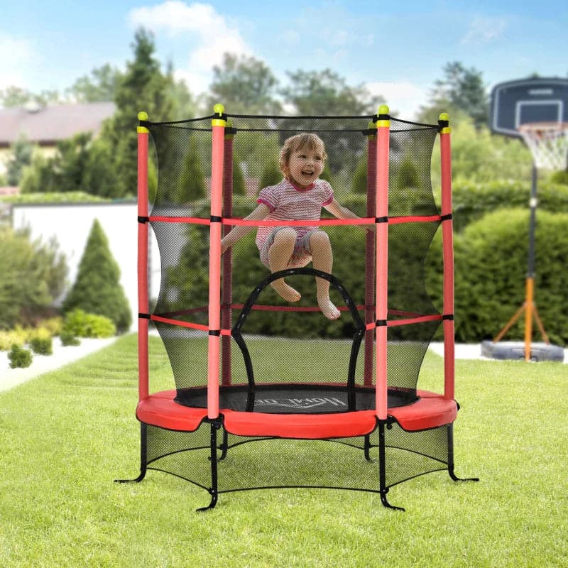 Tappeto Elastico Bambini con Rete di Sicurezza e Pali Imbottiti 163  H 163cm Rosso in Trampolini da esterno Danyx - Casoria, commercioVirtuoso.it