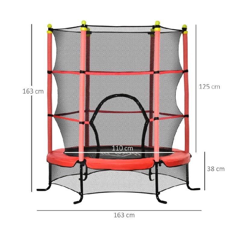 Tappeto Elastico Bambini con Rete di Sicurezza e Pali Imbottiti 163  H 163cm Rosso in Trampolini da esterno Danyx - Casoria, commercioVirtuoso.it