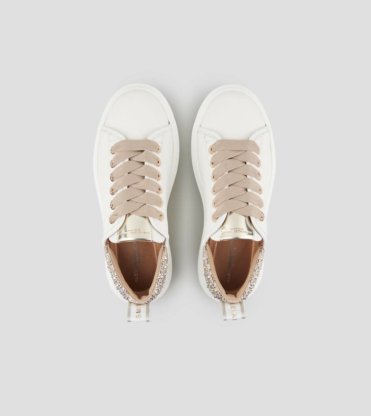 Alexander Smith Donna sneakers in pelle bianca e tallone beige con strass in Sneaker casual Cantali Calzature - Randazzo, commercioVirtuoso.it