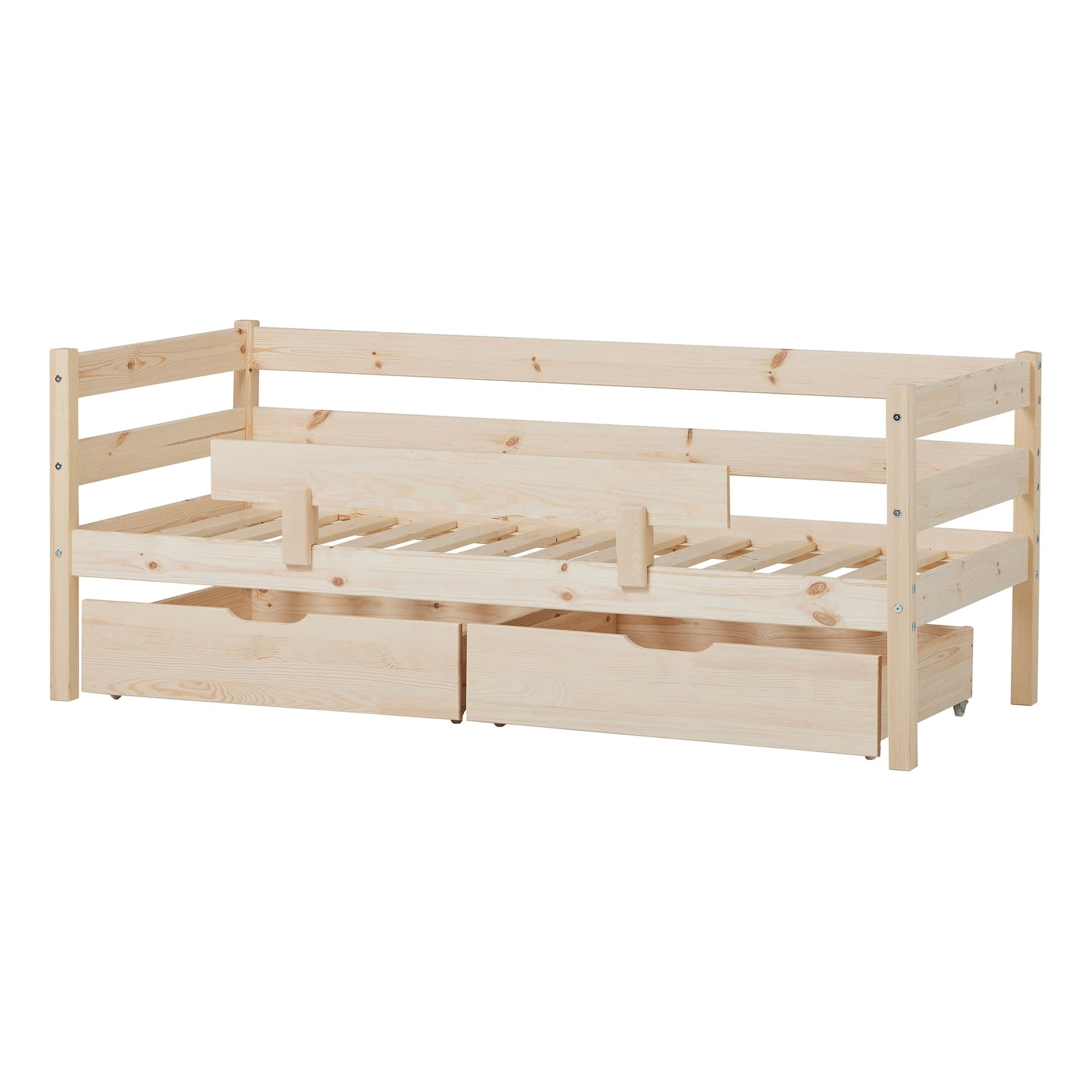 Letto junior ECO Comfort 70x160 con cassetti e sponda di sicurezza - Legno naturale