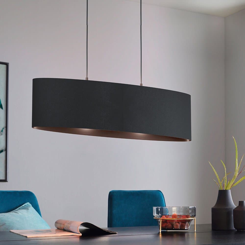 Lampadario Moderno Maserlo 1 2 Luci Acciaio Nero in Lampade a sospensione LuceArt - Montecorvino Pugliano, commercioVirtuoso.it