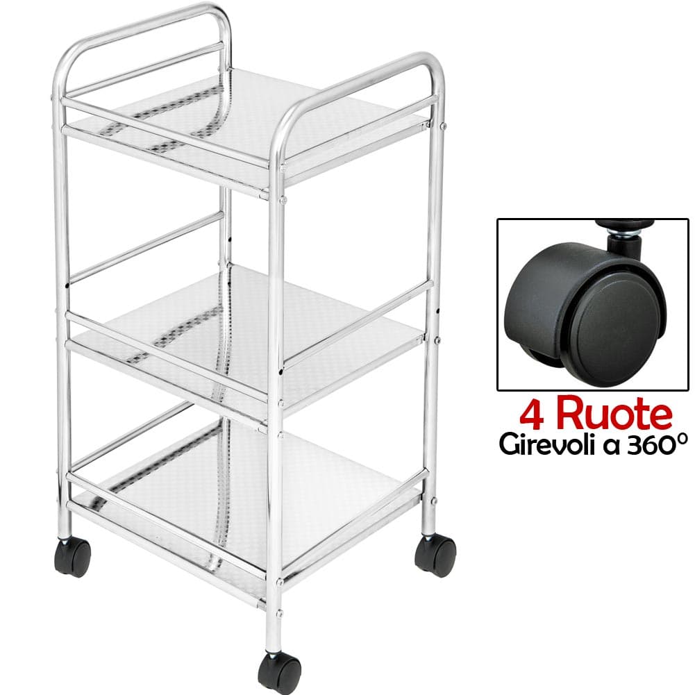 Carrello Multiuso in Metallo Verniciato Silver Bagno Cucina Parrucchiere Estetista in Carrelli porta oggetti Danyx - Casoria, commercioVirtuoso.it