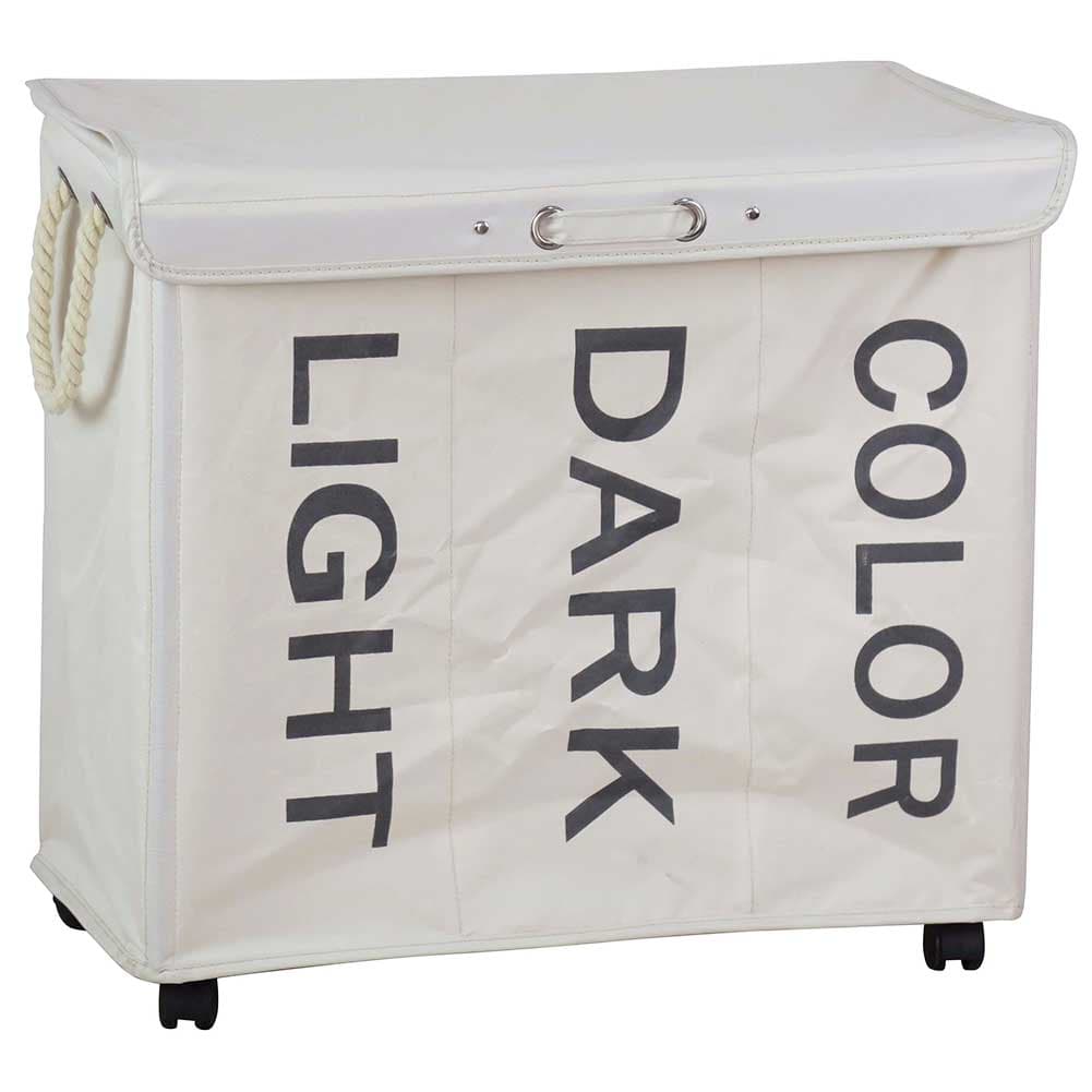 Porta Biancheria 3 Scomparti in tessuto Oxford 4 ruote Pieghevole 65x35x57cm Beige in Ceste per la biancheria Danyx - Casoria, commercioVirtuoso.it