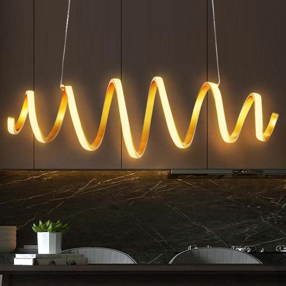 Sospensione Oro a Led 40W Ricciolo Bianco Caldo Regolabile in Altezza e Larghezza in Lampadari Danyx - Casoria, commercioVirtuoso.it