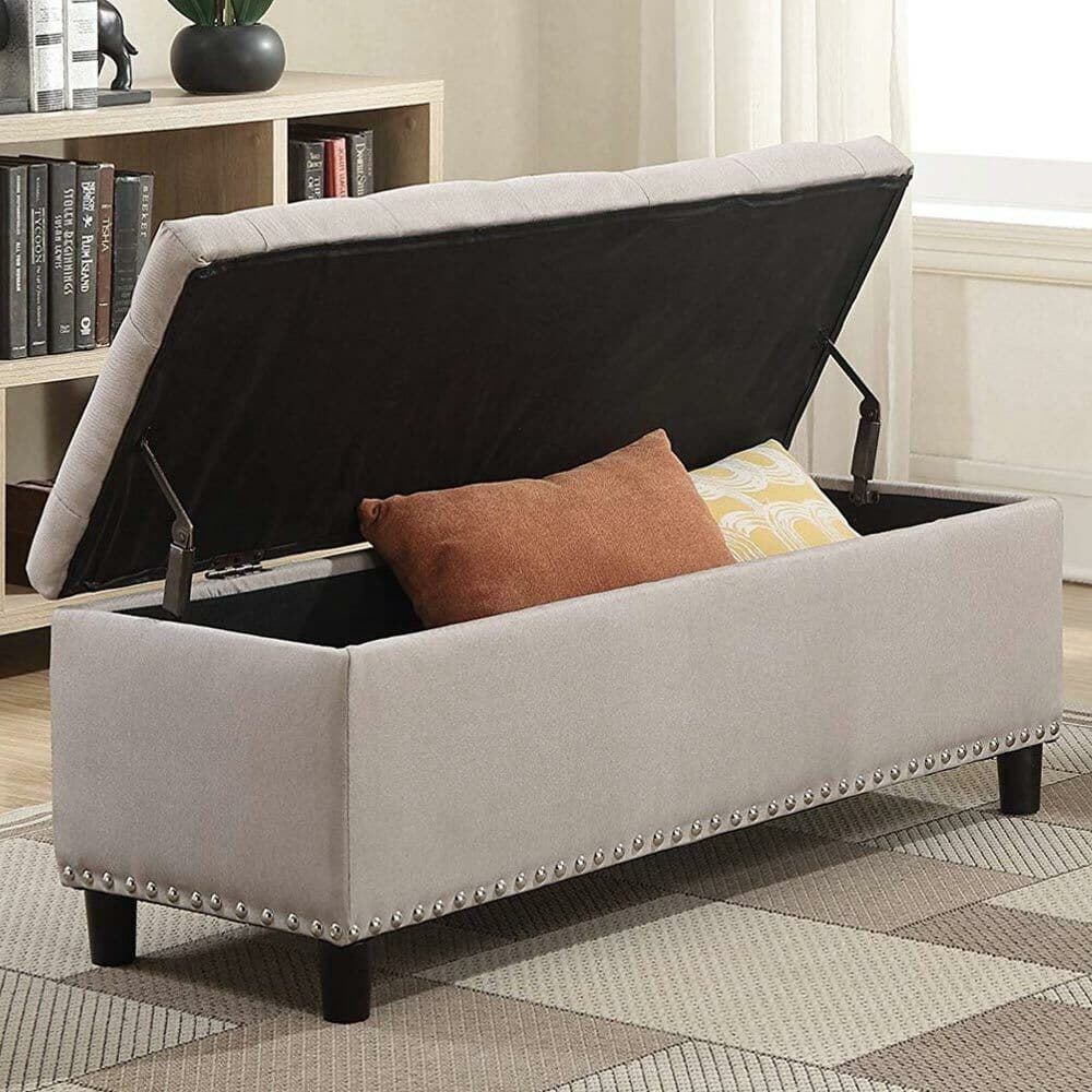 Cassapanca Pouf Contenitore Panca Moderna 121x42 H 43cm con Bottoni Beige in Panche contenitore Danyx - Casoria, commercioVirtuoso.it