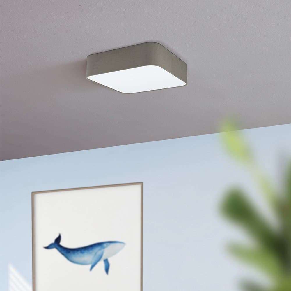 Plafoniera Contemporanea Pasteri Square 5 Luci Acciaio Bianco Diffusore Tortora in Plafoniere LuceArt - Montecorvino Pugliano, commercioVirtuoso.it