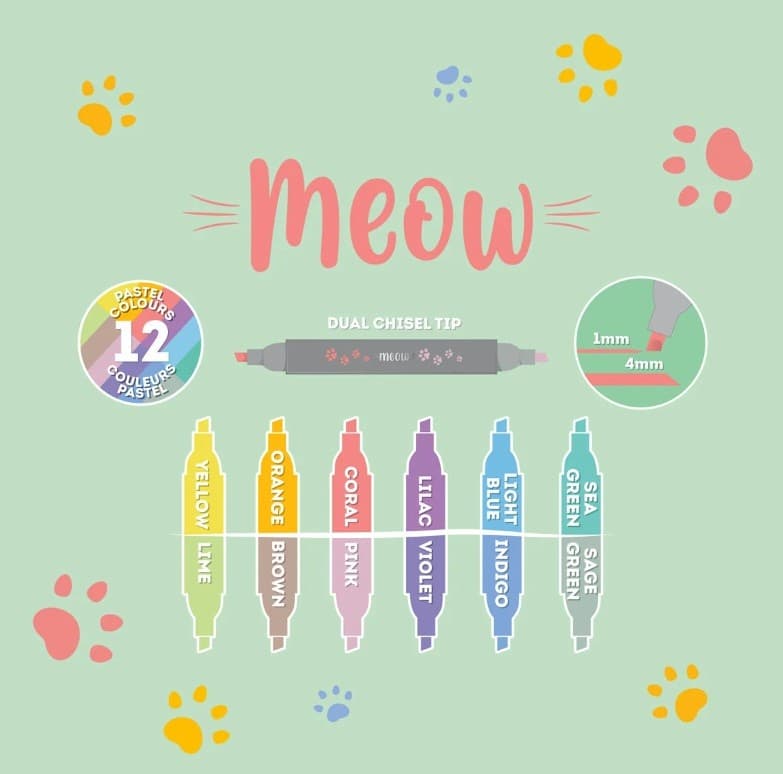 Legami, Set di 6 Evidenziatori Pastello doppia Punta, Tema Meow in Evidenziatori Cartospedia - Napoli, commercioVirtuoso.it