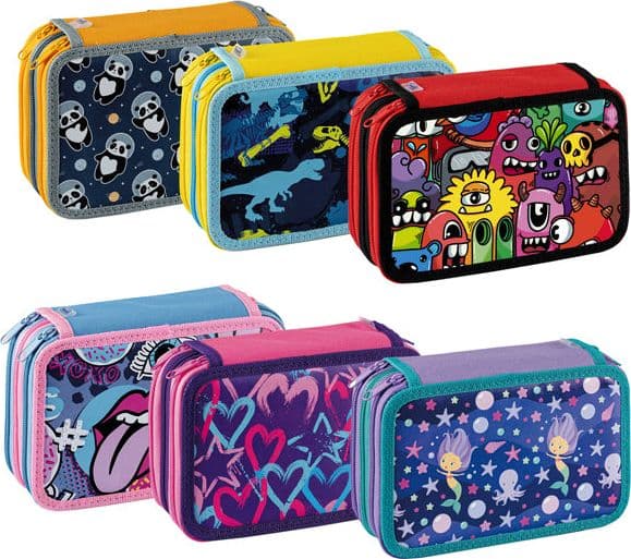 Astuccio 3 Zip Fantasy 13x20x7,5cm colori assortiti Favorit