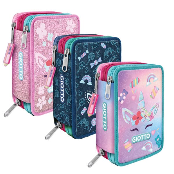 Astuccio 3 zip Candy collection fantasie assortite Giotto