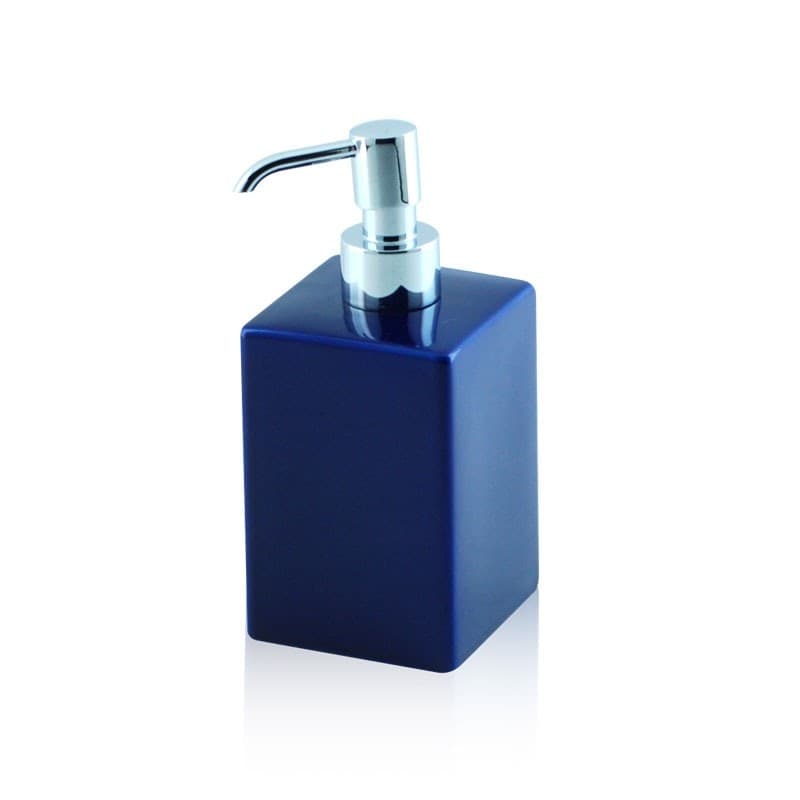 Dispenser - dosatore di sapone quadrato da appoggio in ceramica e ottone cromato - accessori bagno in Dosatori per sapone liquido Bottiglioni - Colle di Val d’Elsa, commercioVirtuoso.it
