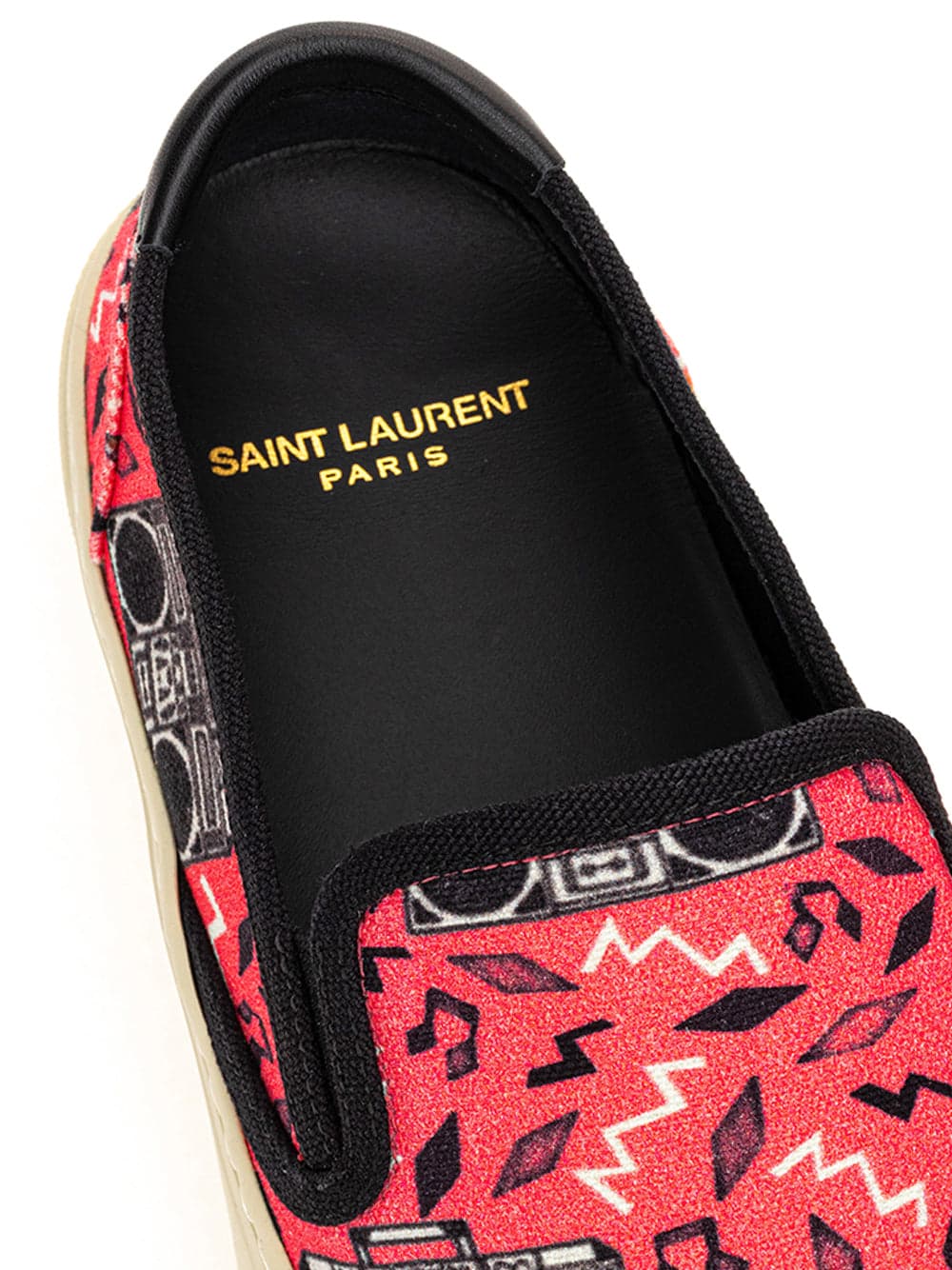 Saint Laurent Slip on in Canvas Rosa con Stampa Radio da donna in Scarpe col tacco Drestige - Casamassima, commercioVirtuoso.it