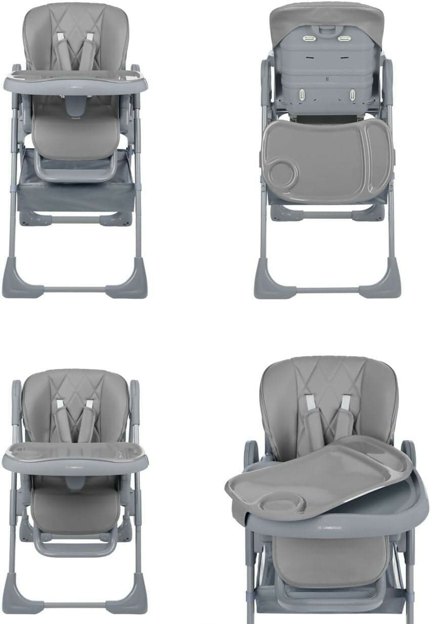 KIKKABOO Seggiolone COMFY+ , regolabile in altezza, con cinture, doppio vassoio, pieghevole, chiusura compatta, comodo, colore GREY, grigio in Seggioloni Sanitaria Gioia del Bimbo - Villa San Giovanni, commercioVirtuoso.it