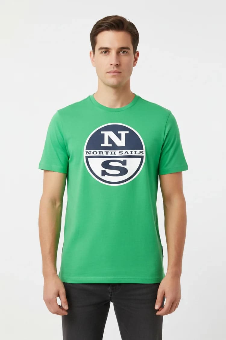 Maglietta North&Sails uomo estiva con logo frontale grande, 100% cotone, manica corta girocollo in T-shirt Loweconomy - Marineo, commercioVirtuoso.it
