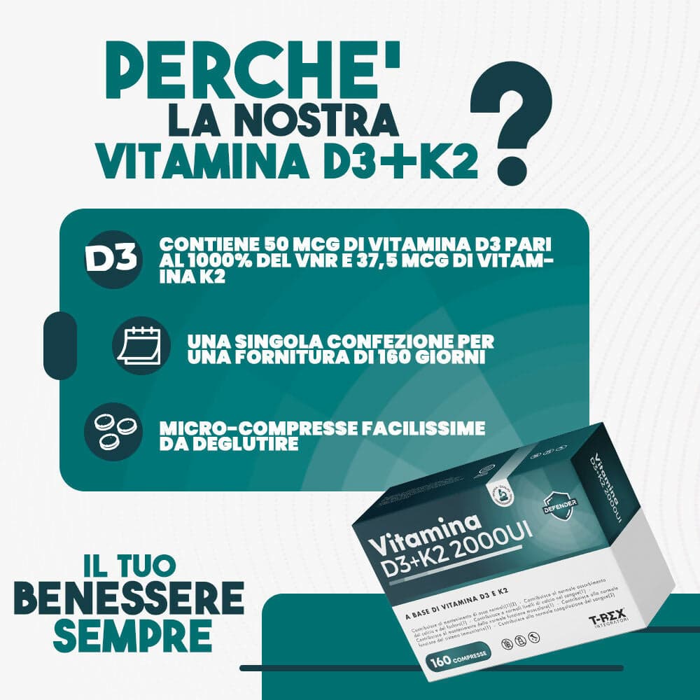 Vitamina d3 + vitamina k2, 160 compresse ad alto dosaggio per cuore e ossa in Vitamina D MyLab Nutrition - Roma, commercioVirtuoso.it