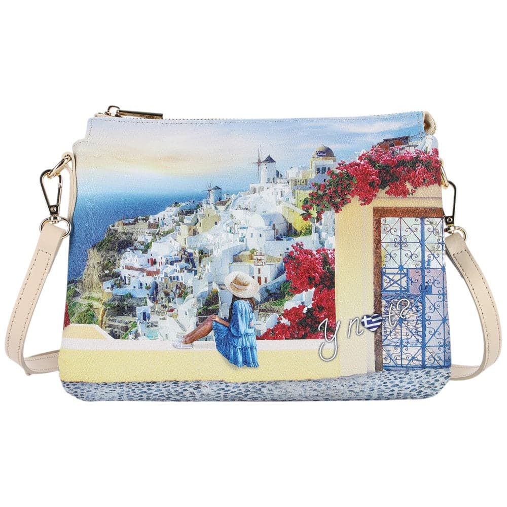 YNot shoulder bag 2 scomparti stampa Greek Summer YES630S5