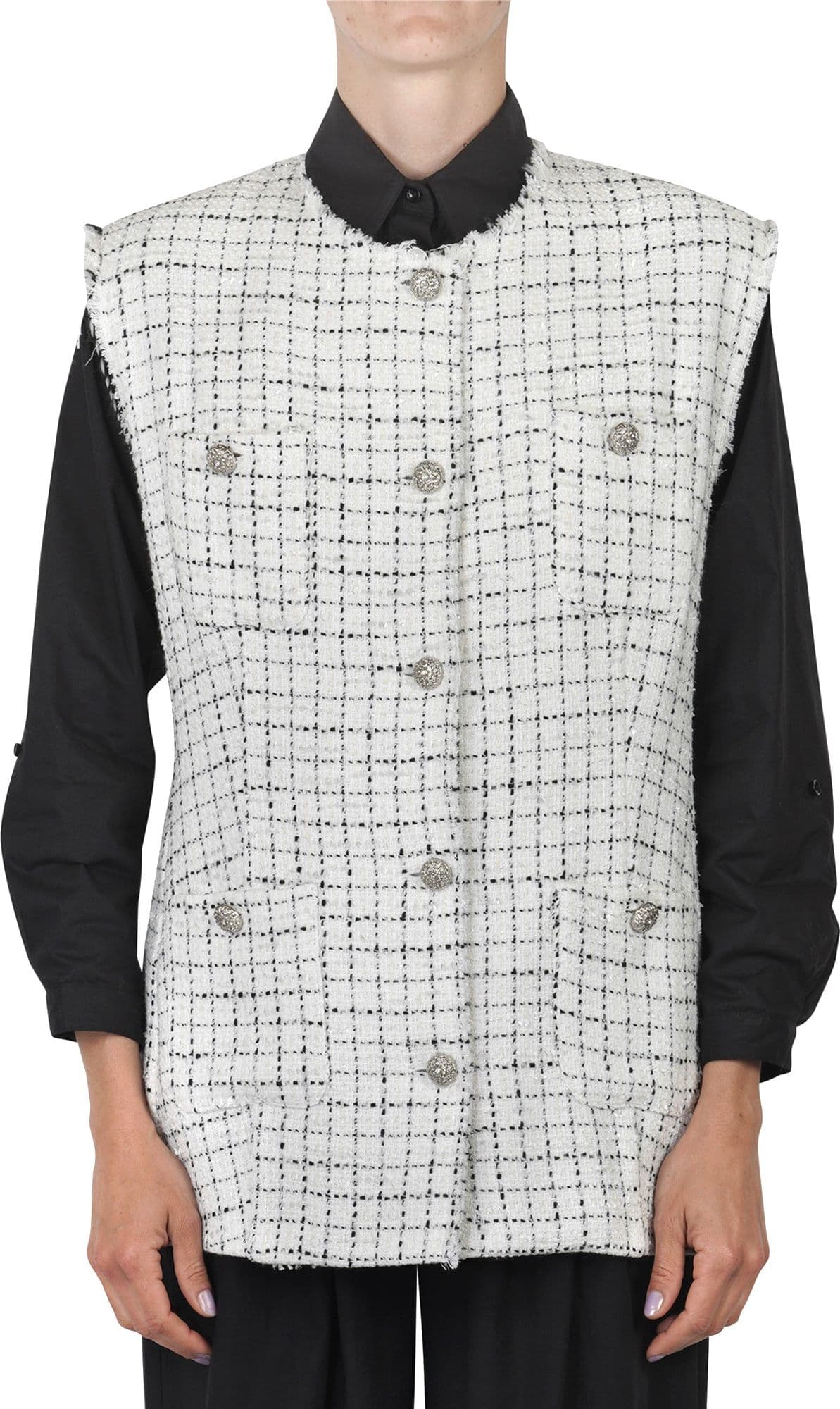 SO ALLURE So Allure - Gilet - 451642 - Bianco/Nero da donna in Gilet Drestige - Casamassima, commercioVirtuoso.it