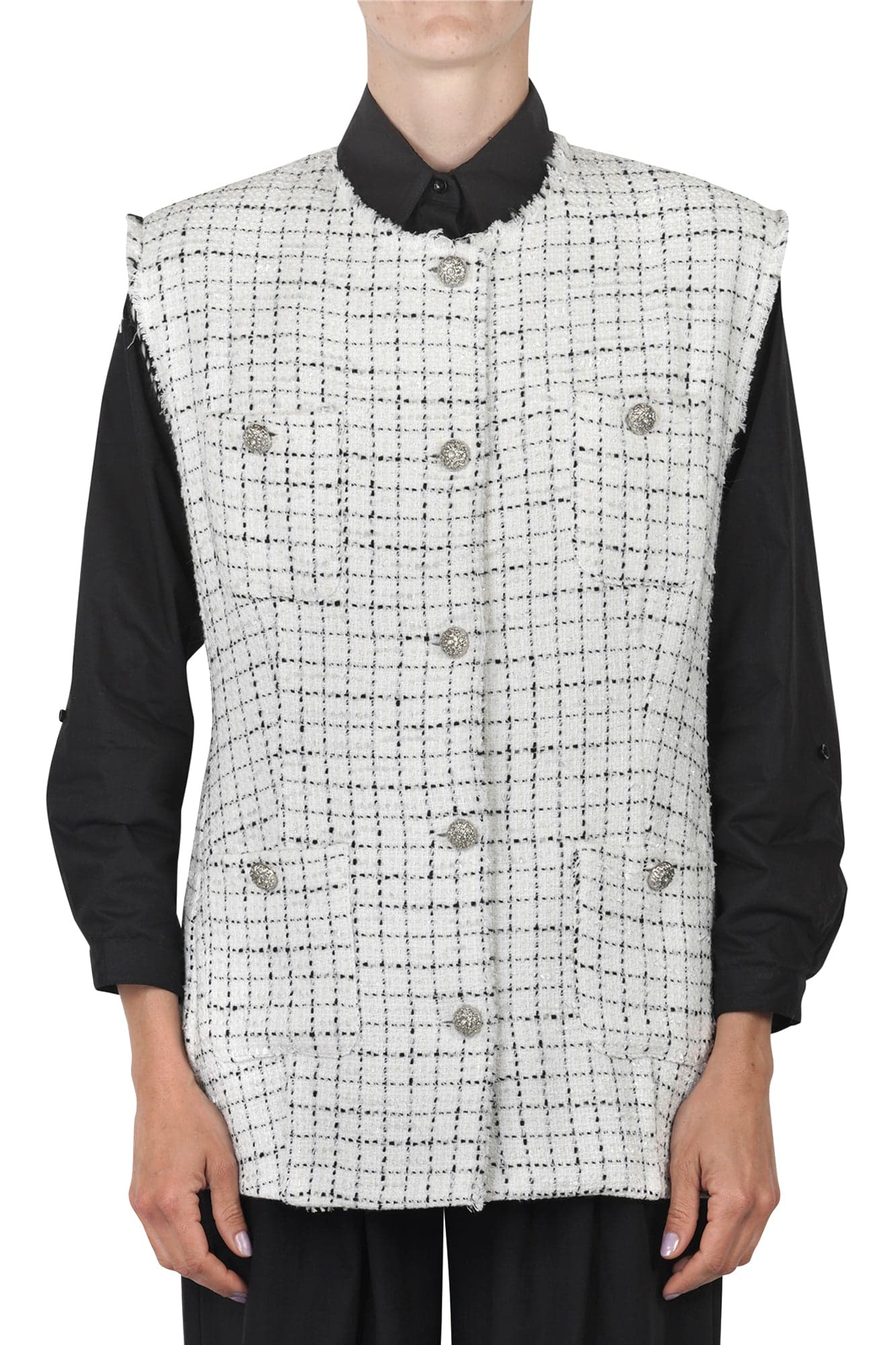 SO ALLURE So Allure - Gilet - 451642 - Bianco/Nero da donna in Gilet Drestige - Casamassima, commercioVirtuoso.it