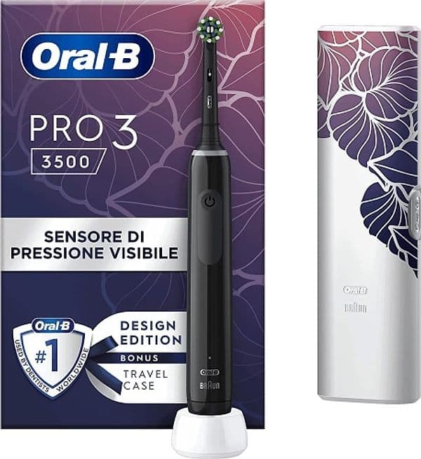 Braun Oral-B Spazzolino Elettrico Ricaricabile Pro 3 3500 Design Edition Black (Nero)