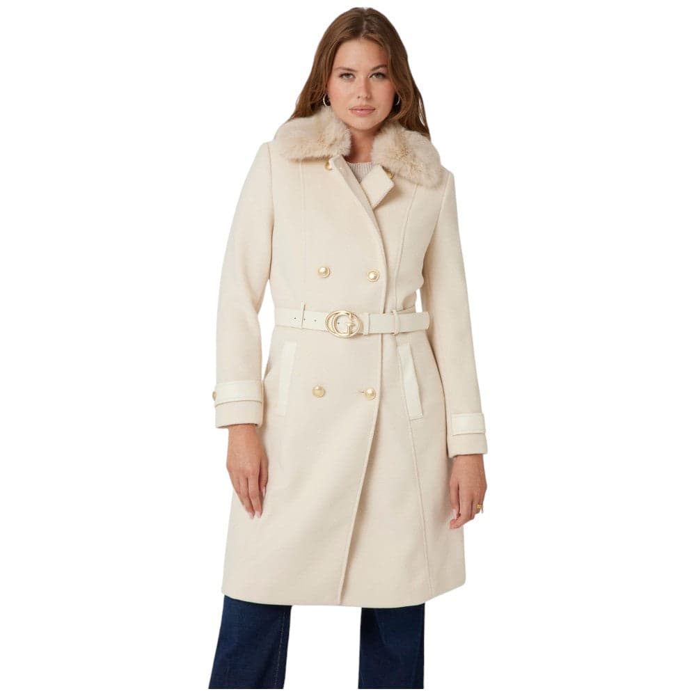 Guess cappotto doppio petto beige chiaro Amelia W4BL46 WGKI2 G1M5