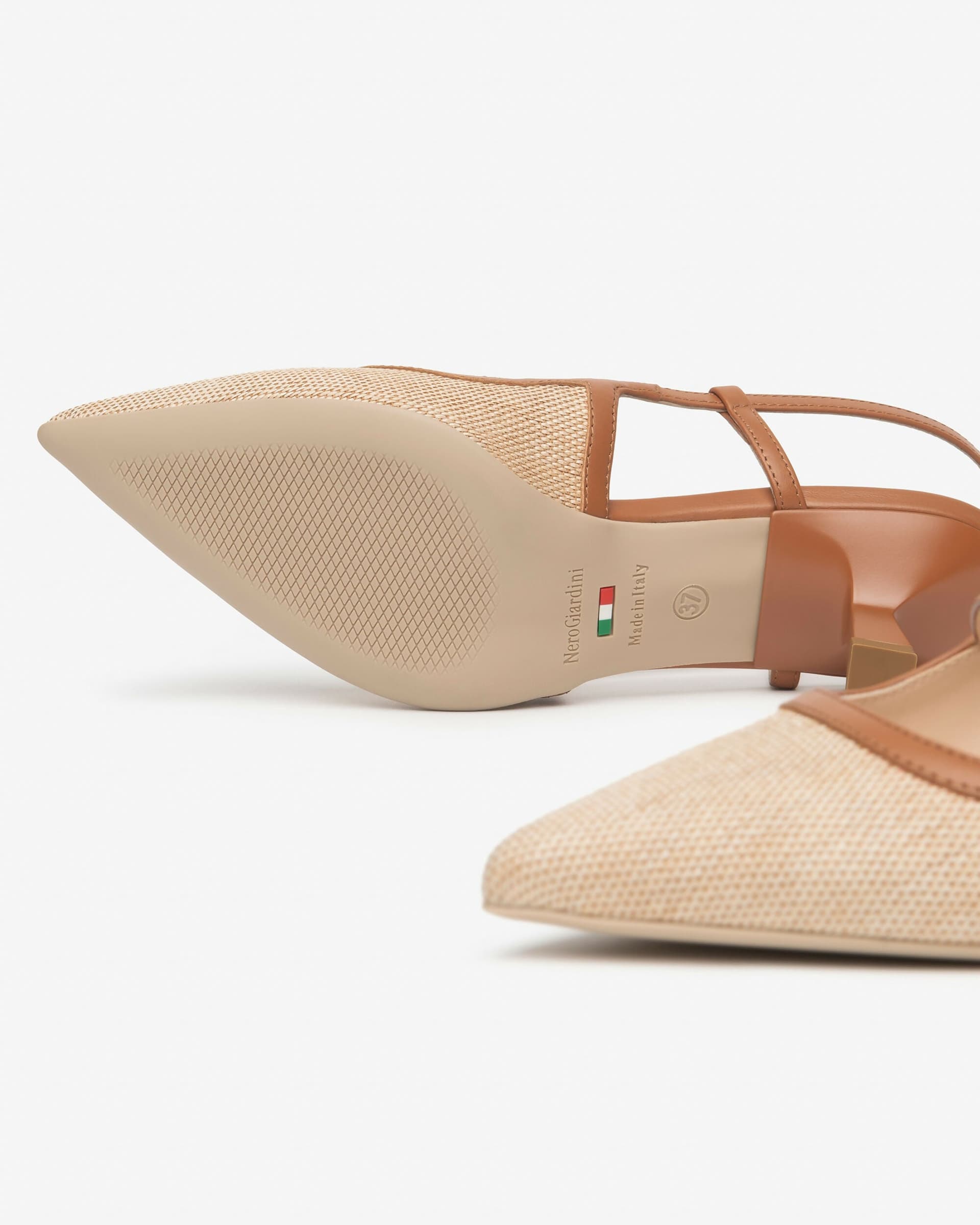 NeroGiardini Donna Sling-Back in Pelle e Tessuto in Scarpe col tacco Cantali Calzature - Randazzo, commercioVirtuoso.it