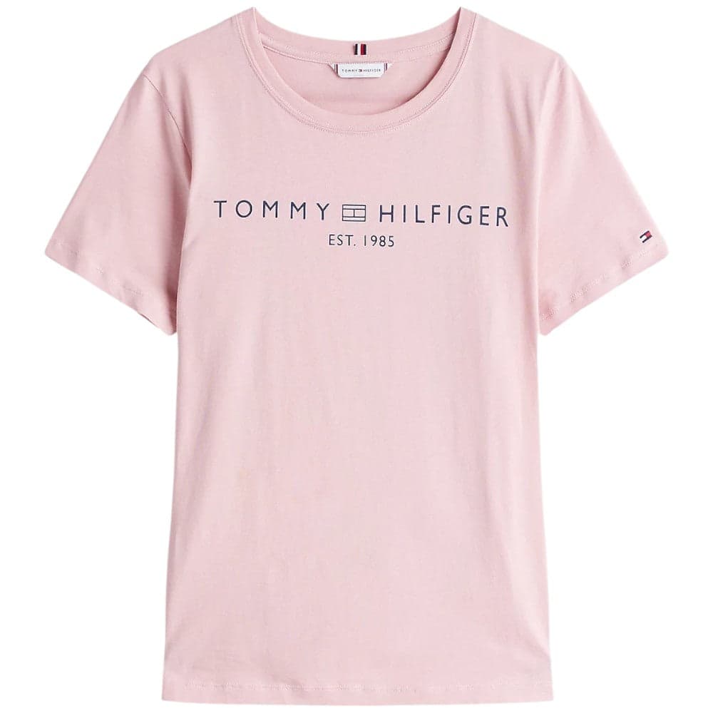 Tommy Hilfiger t-shirt rosa logo scritta ricamata WW0WW40276TQN T-shirt Tommy Hilfiger