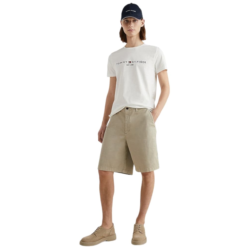 Tommy Hilfiger t-shirt bianca logo scritta ricamata MW0MW11465118 T-shirt Tommy Hilfiger