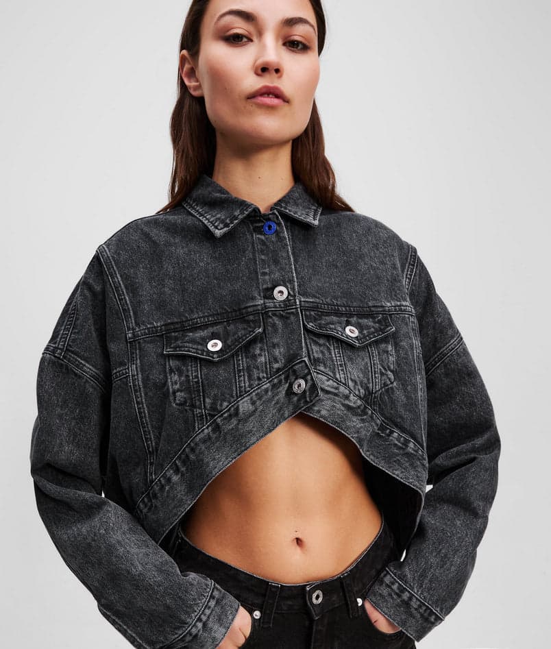 KARL LAGERFELD JEANS giacca di jeans donna denim nero da donna in Giacche Drestige - Casamassima, commercioVirtuoso.it
