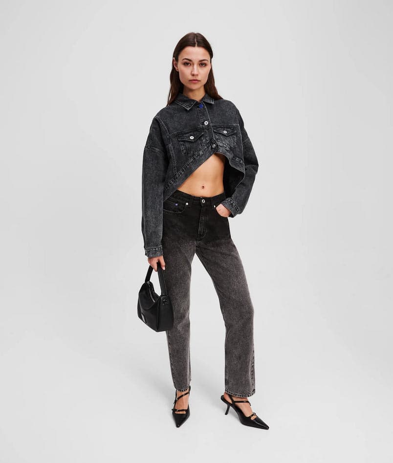 KARL LAGERFELD JEANS giacca di jeans donna denim nero da donna in Giacche Drestige - Casamassima, commercioVirtuoso.it