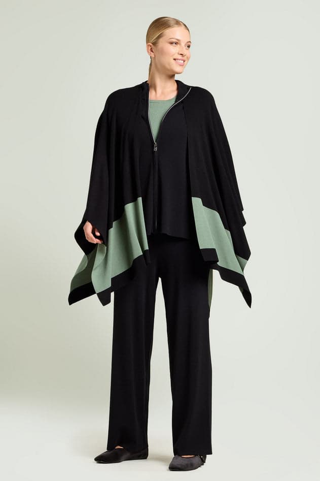 L.VIOLA mantella donna nero e verde da donna in Mantelli e ali Drestige - Casamassima, commercioVirtuoso.it