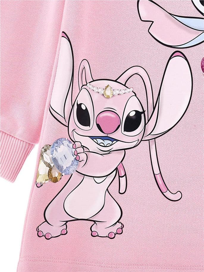 MONNALISA abito felpa bambina rosa stampa stitch da bambino in Felpe senza cappuccio Drestige - Casamassima, commercioVirtuoso.it
