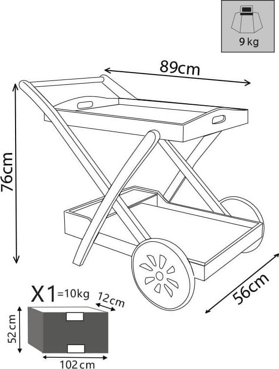 PODIUM - carrello da giardino portavivande in legno massiccio di acacia Marrone in Casette da giardino Milani Home - Dueville, commercioVirtuoso.it