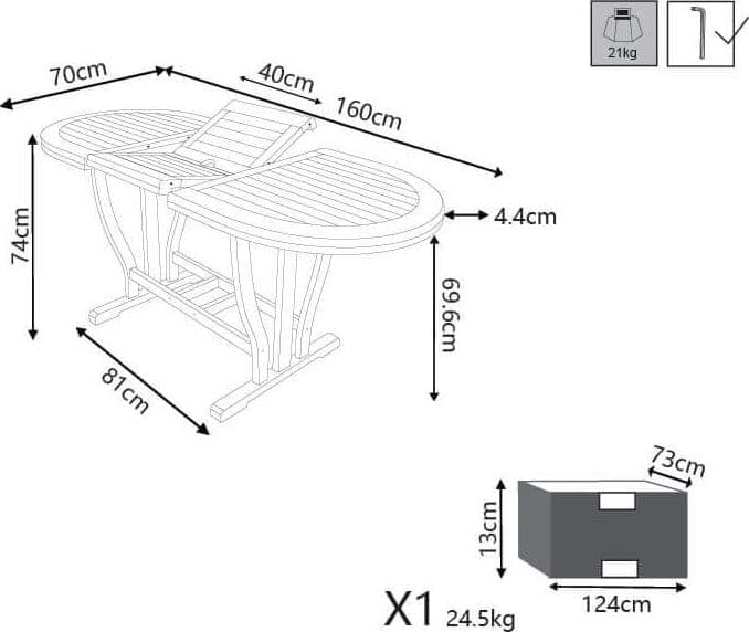 TURRIS - tavolo da giardino allungabile in legno massiccio di acacia 120/160x70 Marrone in Tavoli standard Milani Home - Dueville, commercioVirtuoso.it