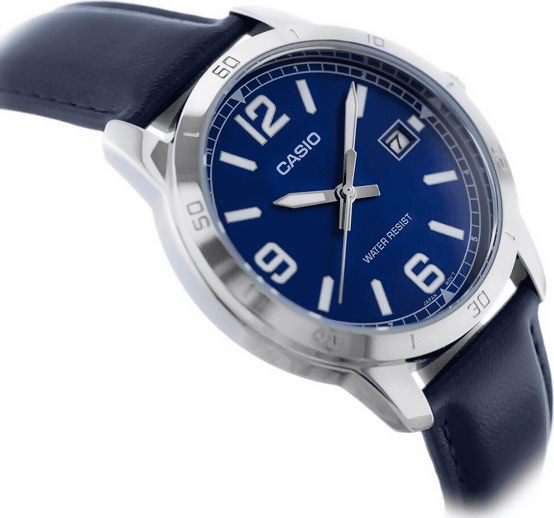 Orologio Casio per uomo, MTP-V004L-2B, cinturino in pelle blu, quadrante blu con segna data, movimento al quarzo in Orologi da polso Loweconomy - Marineo, commercioVirtuoso.it