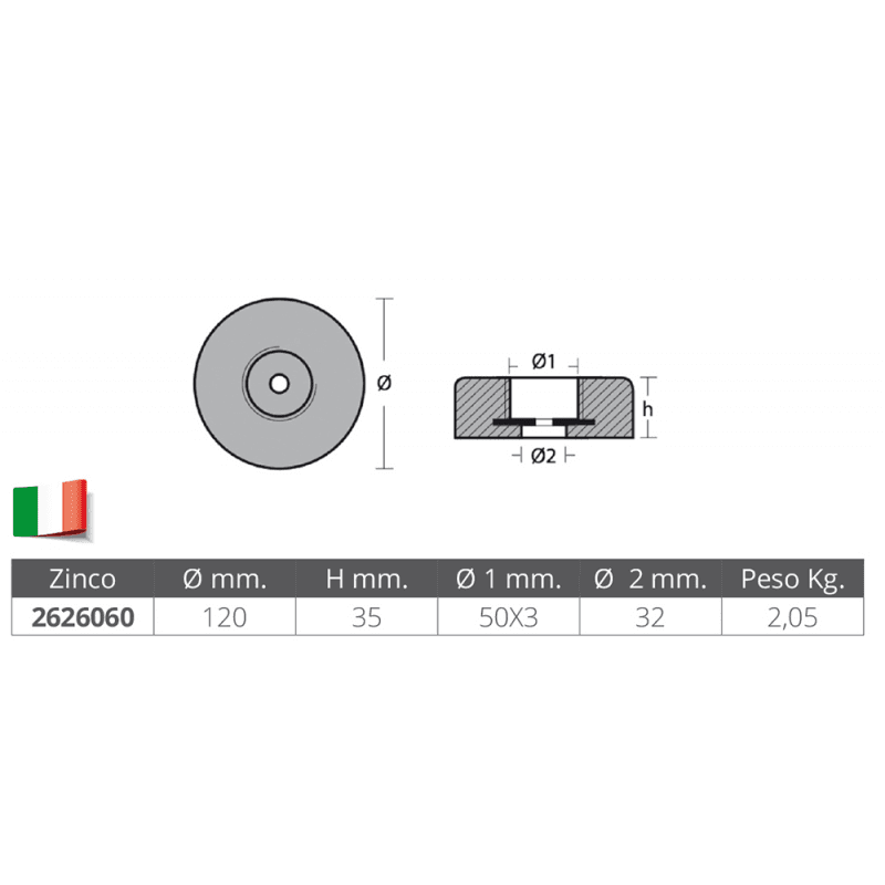 Anodo Poppa Ø Mm.120 in Tappi Ebricowill - Palermo, commercioVirtuoso.it