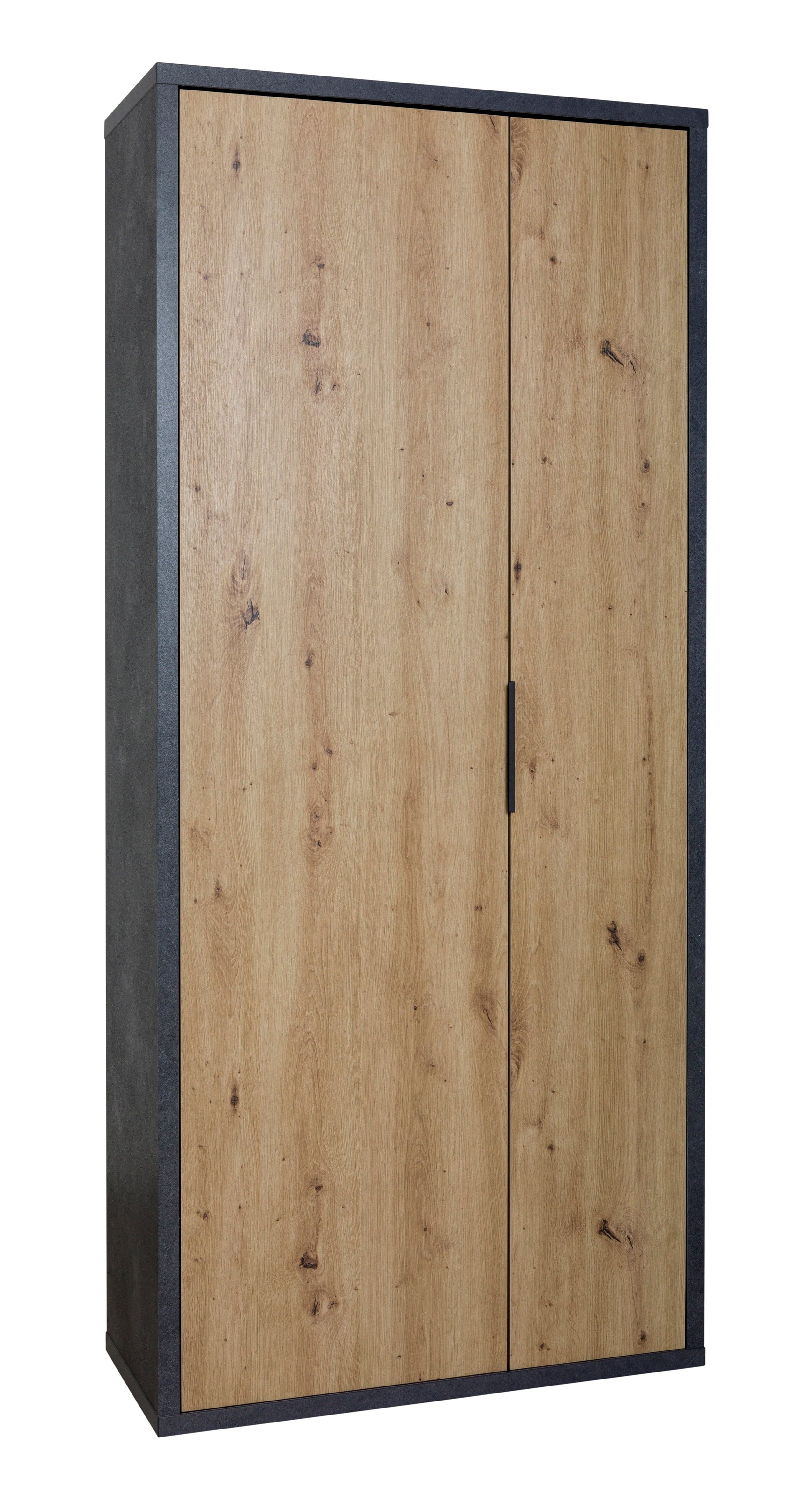 Armadio 2 Ante da ingresso "Segno" Nero e Rovere mobile da interno h 190 cm Casa e cucina/Organizzazione interni/Contenitori ceste e cestini/Scatole e bauli/Bauli Decor Space - Altamura, Commerciovirtuoso.it